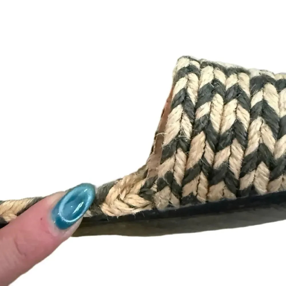 Zara Natural Brown Woven Braided Raffia Round Toe Flat Slide Sandals sz 39 / 8.5 - Picture 8 of 9